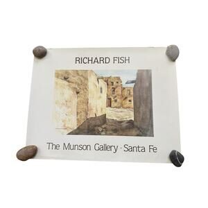 Richard Fish Munson Gallery Santa Fe Poster 1984 Architecture VTG ~ 24 X 31 READ